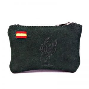Monedero de piel verde con detalle de corzo - Línea España