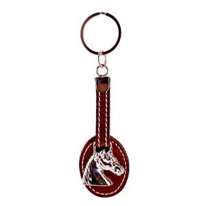 Llavero de piel con colgante de caballo - Línea España