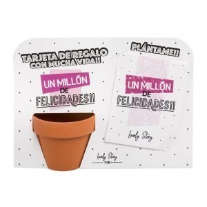 Tarjeta de regalo para plantar con macetita "UN MILLÓN DE FELICIDADES" | Lovely Story